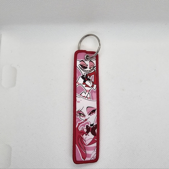 Hazbin Hotel Angel Dust Keychain Double Sided Soft Keychain Angel w/ Fat Nuggets - Picture 4 of 9